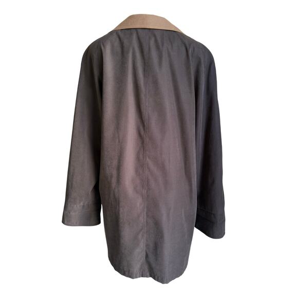 Vintage Gallery Black Brown Tan Trench Coat Medium  Classic Long Overcoat Fall - Picture 4 of 9